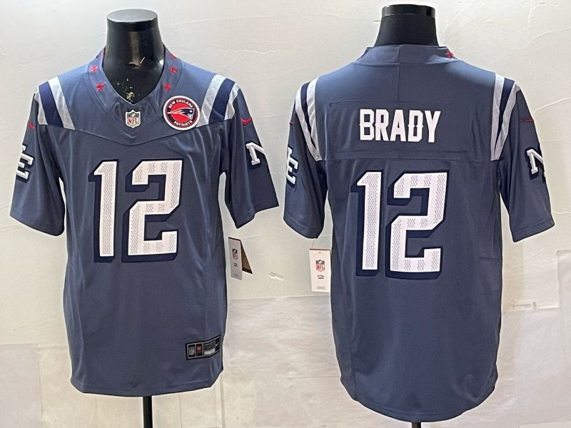Men 2026 New England Patriots #12 Brady blue Throwback 5th generation Nike Limited NFL Jersey style 012081